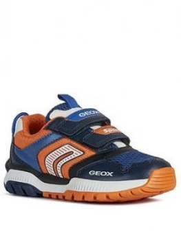 Geox Boys Tuono Strap Trainers - Navy/Orange, Navy/Orange, Size 1 Older