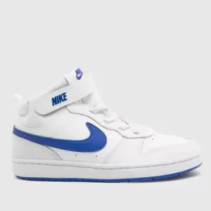 Nike White & Navy Court Borough Mid 2 Boys Junior Trainers