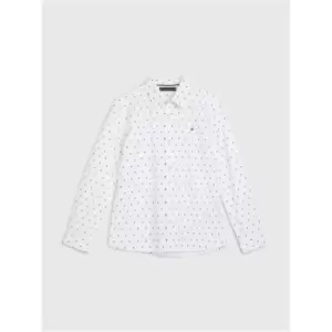 Tommy Hilfiger Mini Print Stretch Oxford Shirt - White