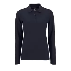 SOLS Womens/Ladies Perfect Long Sleeve Pique Polo Shirt (S) (French Navy)