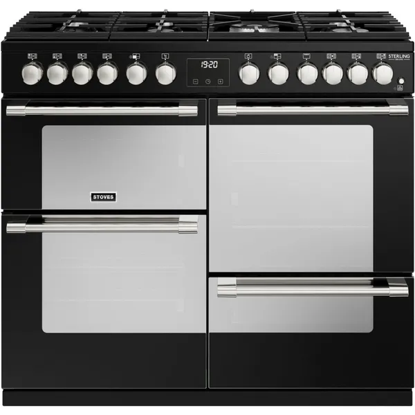 Stoves Sterling Deluxe 100cm Dual Fuel Range Cooker - Black - A Rated