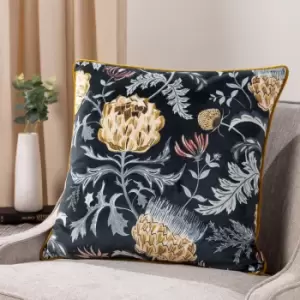 Chatsworth Artichoke Velvet Piped Cushion Midnight, Midnight / 50 x 50cm / Polyester Filled