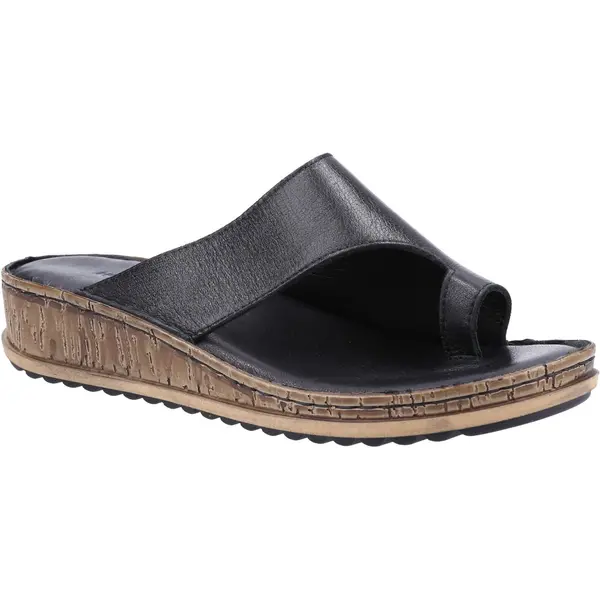 Hush Puppies Womens Elissa Toe Post Wedge Slide Sandals - UK 4 Black female GDE2386BLK4