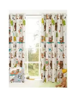 Catherine Lansfield Woodland Adventure 66X72 Inch Reversible Eyelet Curtains