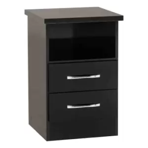 Seconique Nevada 2 Drawer Bedside - Black Gloss