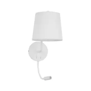 Cavendish Reading Light White Aluminium White Fabric Shade Switched LED E27 LED 1x3W 190Lm 220 Volt - Merano