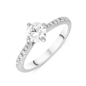 Platinum 0.84ct Diamond Shoulder Solitaire Ring