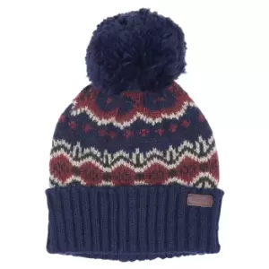 Barbour Mens Case Fairisle Beanie Navy/Cordovan One Size