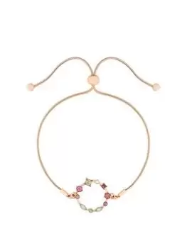 Mood Rose Gold Crystal Pastel Mixed Station Toggle Bracelet, Rose Gold, Women