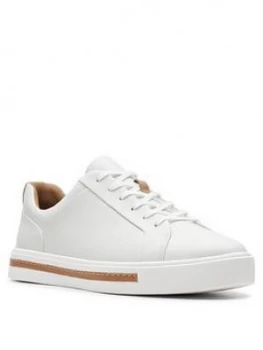 Clarks Un Maui Lace Leather Trainer - White Leather, Size 3, Women