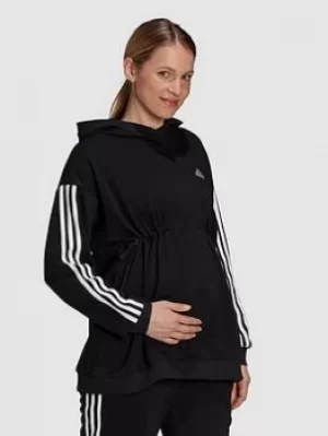 adidas Essentials Maternity Hoodie, Black/White, Size XL, Women