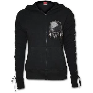 Wolf Chi Laceup Full Zip Glitter Womens XX-Large Hoodie - Black