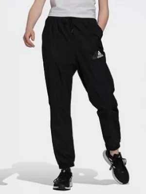 adidas Brand Love Repeat Logo High-waist Woven Tracksuit Bottoms, Black/White Size M Women