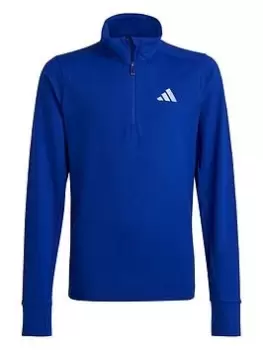 Boys, adidas Unisex Junior Run Icons Reflective 1/2 Zip Top - Blue Size 15-16 Years