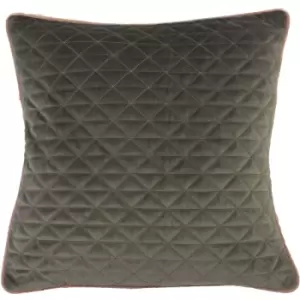 Quartz Quilted Cushion Charcoal/Blush - Charcoal Grey/Blush Pink - Paoletti