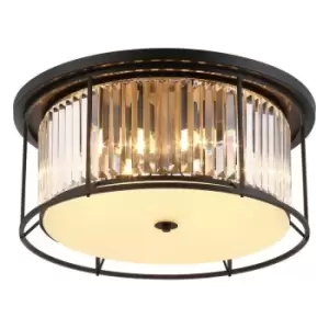 Luminosa Guilford Ceiling Lamp, 6 Light E27, Satin Black, Clear