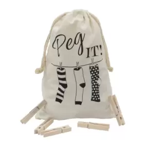 Jvl Peg It, Peg Bag With Wooden Pegs, Pack Of 100