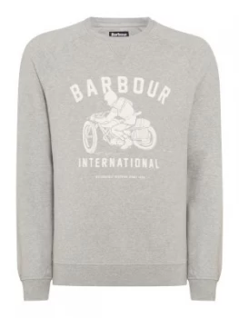 Mens Barbour Bike Print Crew Neck Sweat Grey