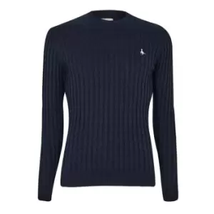 Jack Wills Marlow Cotton Cable Crew Jumper - Blue