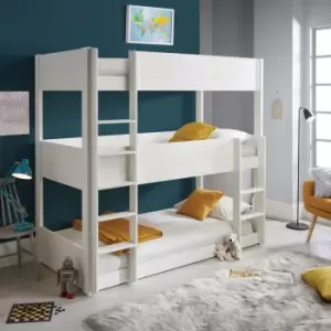 Snowdon White Three Tier Bunk Bed and Memory Foam Mattresses