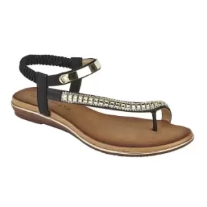 Cipriata Womens/Ladies Iris Elasticated Jewelled Halter Back Topost Sandals (4 UK) (Black)