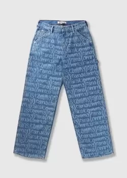 Tommy Hilfiger Womens Daisy Baggy Script Print Jeans In Denim