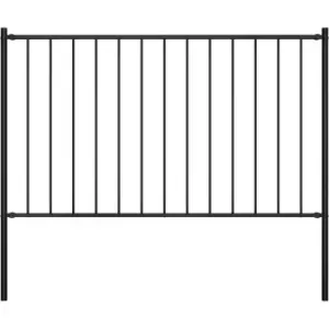 Vidaxl - Fence Panel with Posts Powder-coated Steel 1.7x1.25 m Black Black