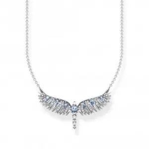 Sterling Silver Blue Stones Phoenix Wing Necklace KE2169-644-1-L45V