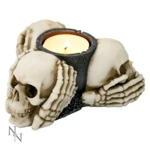 Three Wise Skulls Tealight Holder