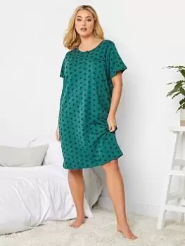 Yours Ditsy Floral Placket Nightdress, Green, Size 22-24, Women