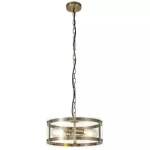 Luminosa Pendant, 2 Light E27, Antique Brass