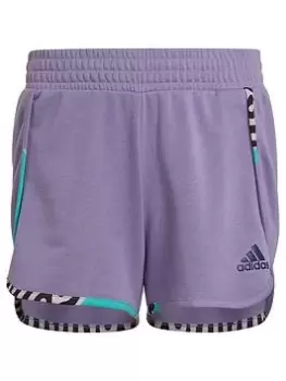 adidas Older Girls Power Shorts, Lilac Multi, Size 7-8 Years, Women