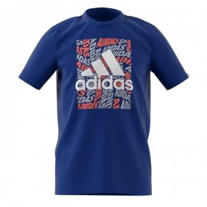 adidas Camo Linear T Shirt Junior - Royal Blue