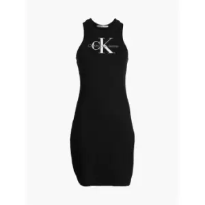 Calvin Klein Jeans Archival Monologo Rib Tank Dress - Black