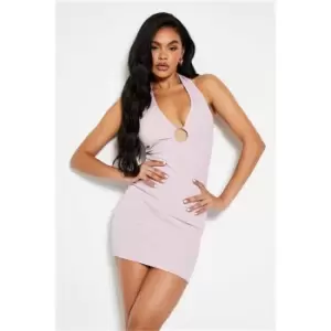 I Saw It First Lilac Ring Detail Halter Neck Mini Dress - Purple