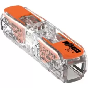 WAGO 221-2411 Connector clip flexible: 0.14-4 mm² fixed: 0.2-4 mm² Number of pins: 1 60 pc(s) Transparent, Orange