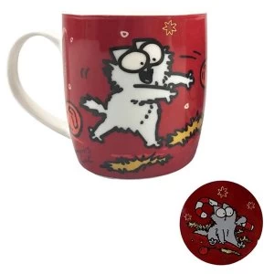 Simon & Cat Christmas Porcelain Mug & Coaster Set