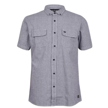 Firetrap Dogtooth Shirt Mens - Navy/White