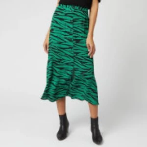 Whistles Womens Tiger Print Button Through Skirt - Green/Multi - UK 6