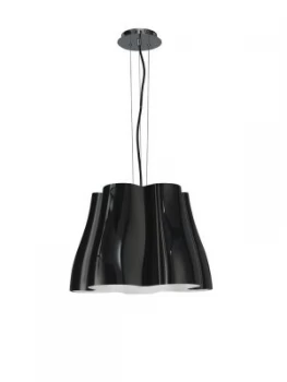 Dome Ceiling Pendant 3 Light E27, Gloss Black, Polished Chrome