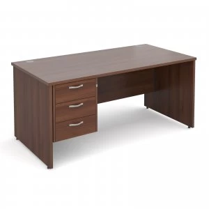 Maestro 25 PL Straight Desk With 3 Drawer Pedestal 1600mm - Walnut pan