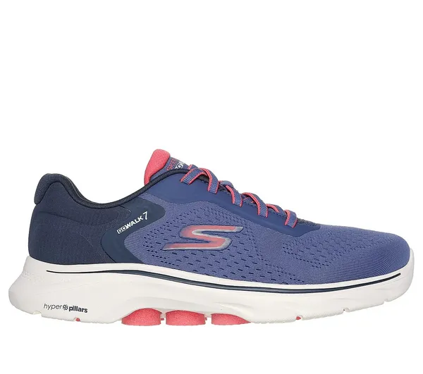 Skechers Womens GO WALK 7 Lightweight Cosmic Waves Trainers UK Size 4 (EU 37) Navy/Coral SKE2252-NVCL-4