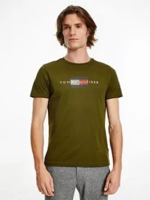 Tommy Hilfiger Lines Hilfiger T-Shirt, Olivewood, Size S, Men