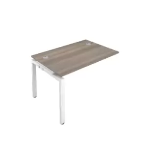 Telescopic Sliding 1 Person Grey Oak Bench Extension with Cable Port - 1200 X 800 - White Frame