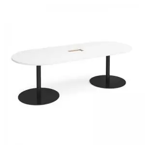 Eternal radial end boardroom table 2400mm x 1000mm with central cutout