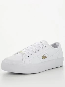 Lacoste Ziane Plus Grand Leather Trainer - White White/White, Size 8, Women