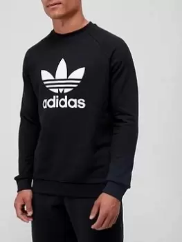 adidas Originals Trefoil Crew Sweat Top - Black/White, Size S, Men