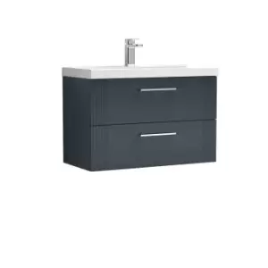 Nuie Deco 800mm Wall Hung 2 Drawer Vanity & Basin 1 - Satin Anthracite