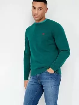 Levis New Original Small Logo Crew Neck Jumper - Green, Size S, Men