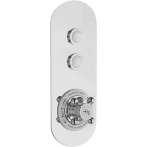 White Topaz Dual Outlet Push Button Shower Valve - Chrome - Hudson Reed